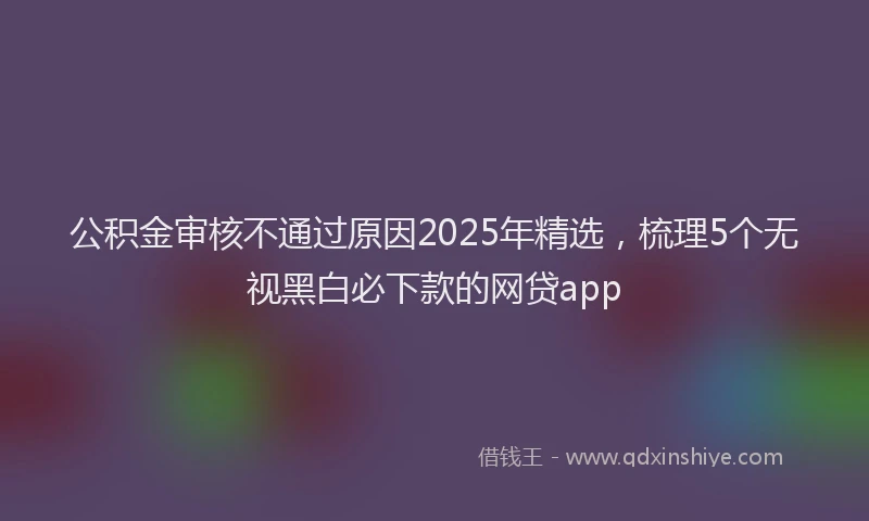 公积金审核不通过原因2025年精选，梳理5个无视黑白必下款的网贷app
