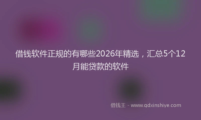 借钱软件正规的有哪些2026年精选，汇总5个12月能贷款的软件