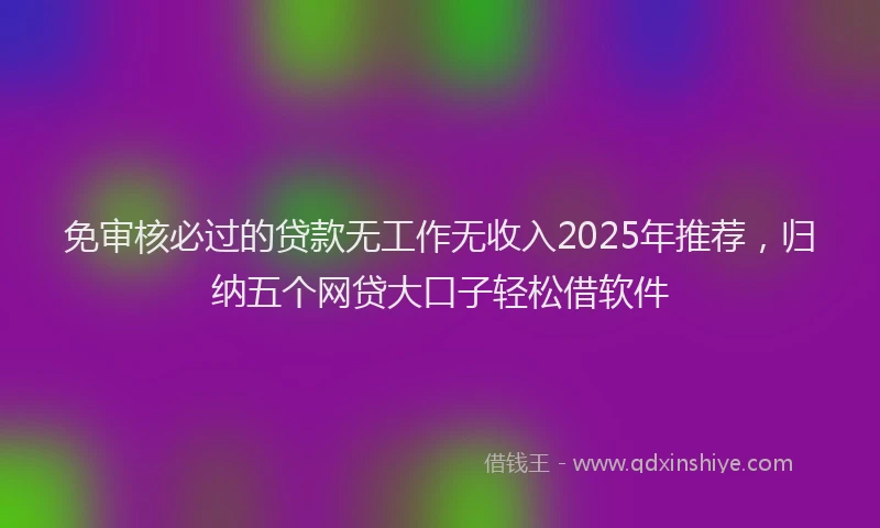免审核必过的贷款无工作无收入2025年推荐，归纳五个网贷大口子轻松借软件