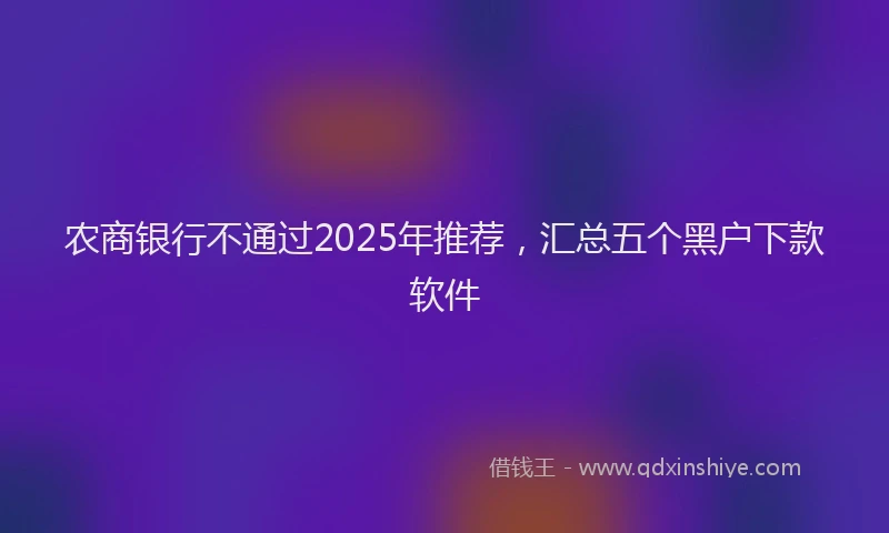 农商银行不通过2025年推荐，汇总五个黑户下款软件