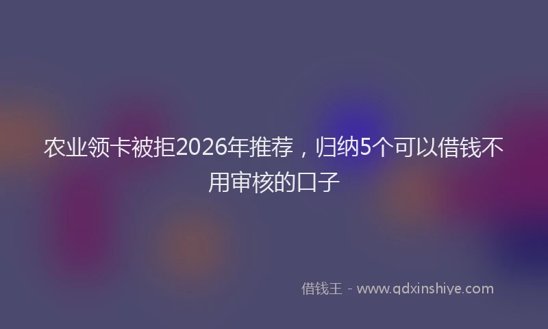 农业领卡被拒2026年推荐,归纳5个可以借钱不用审核的口子