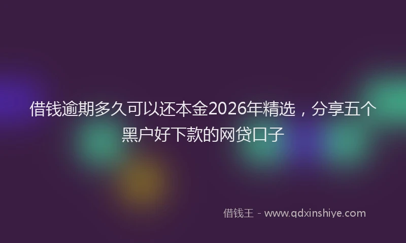 借钱逾期多久可以还本金2026年精选，分享五个黑户好下款的网贷口子