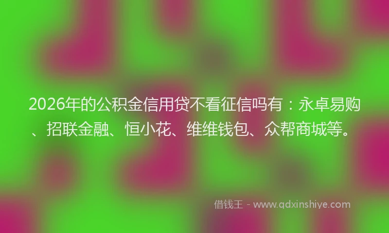 2026年的公积金信用贷不看征信吗有：永卓易购、招联金融、恒小花、维维钱包、众帮商城等。
