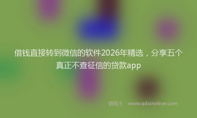 借钱直接转到微信的软件2026年精选，分享五个真正不查征信的贷款app