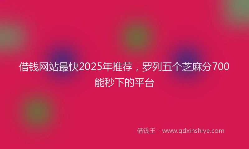 借钱网站最快2025年推荐，罗列五个芝麻分700能秒下的平台