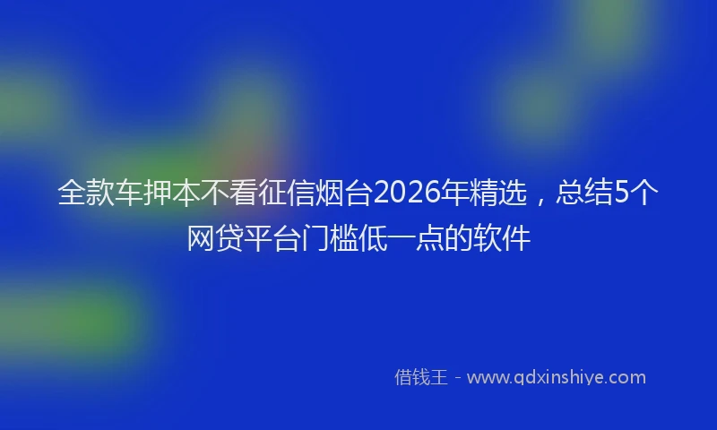全款车押本不看征信烟台2026年精选，总结5个网贷平台门槛低一点的软件