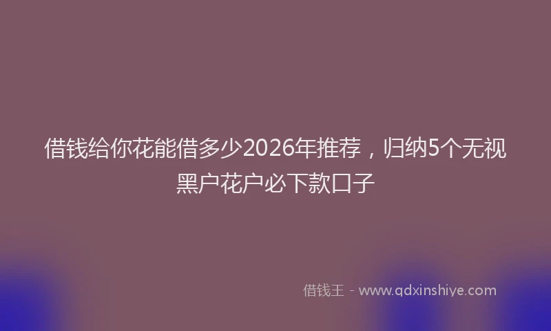 借钱给你花能借多少2026年推荐，归纳5个无视黑户花户必下款口子
