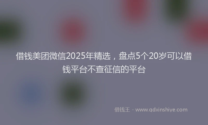 借钱美团微信2025年精选，盘点5个20岁可以借钱平台不查征信的平台