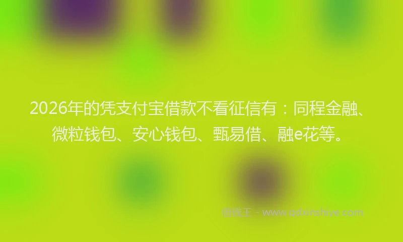 2026年的凭支付宝借款不看征信有：同程金融、微粒钱包、安心钱包、甄易借、融e花等。
