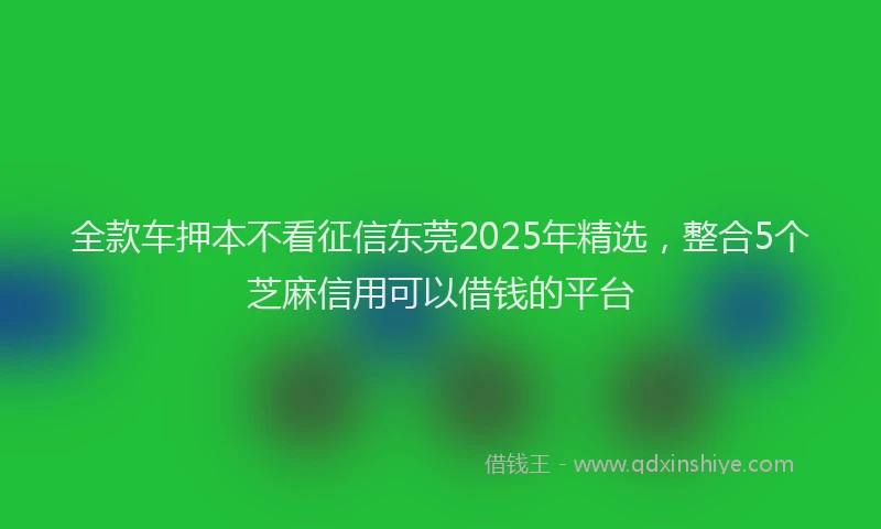 全款车押本不看征信东莞2025年精选，整合5个芝麻信用可以借钱的平台