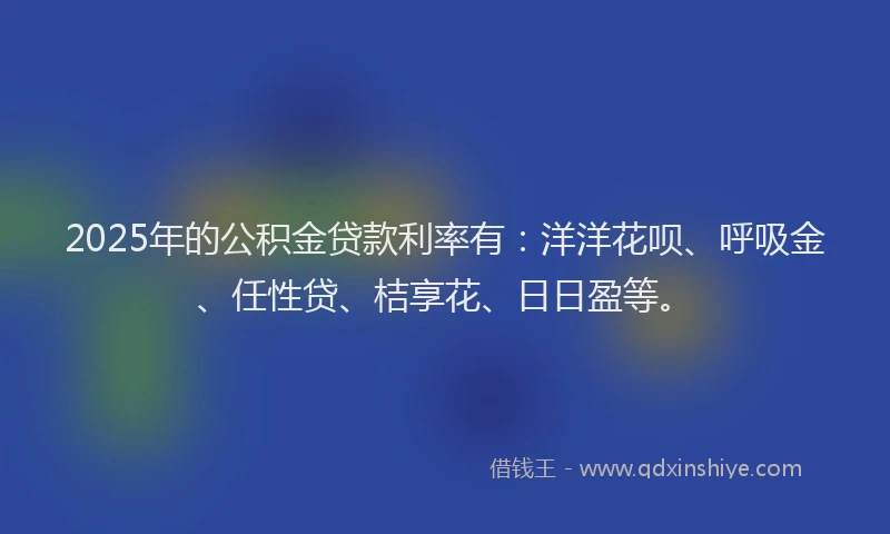 2025年的公积金贷款利率有：洋洋花呗、呼吸金、任性贷、桔享花、日日盈等。