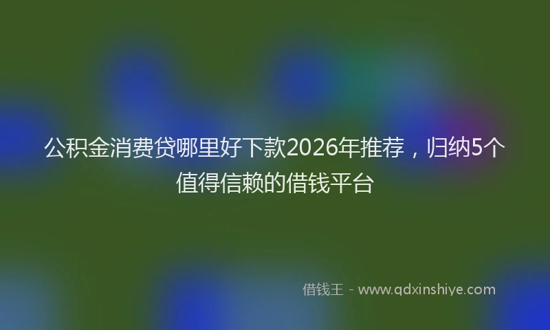 公积金消费贷哪里好下款2026年推荐，归纳5个值得信赖的借钱平台