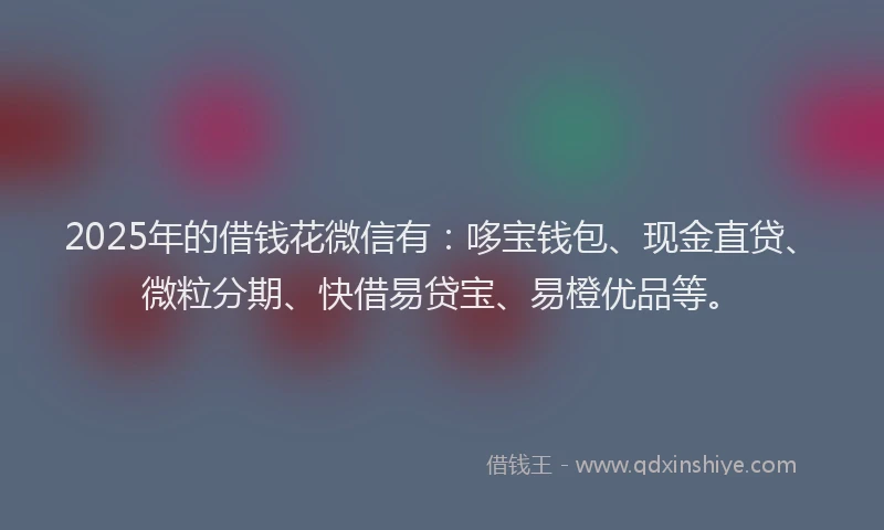 2025年的借钱花微信有:哆宝钱包、现金直贷、微粒分期、快借易贷宝、易橙优品等。