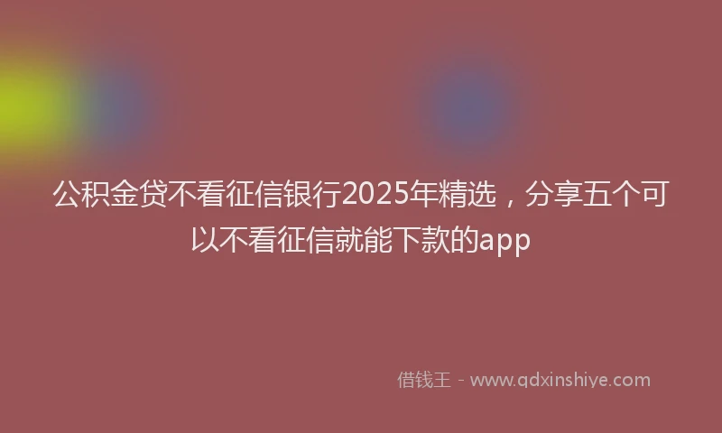 公积金贷不看征信银行2025年精选，分享五个可以不看征信就能下款的app