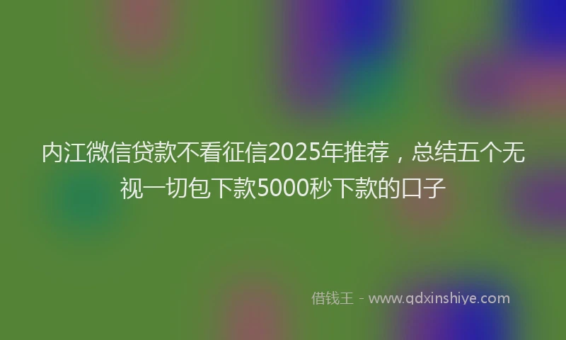 内江微信贷款不看征信2025年推荐，总结五个无视一切包下款5000秒下款的口子