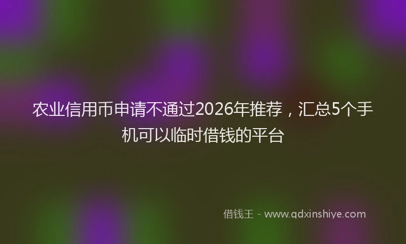 农业信用币申请不通过2026年推荐，汇总5个手机可以临时借钱的平台
