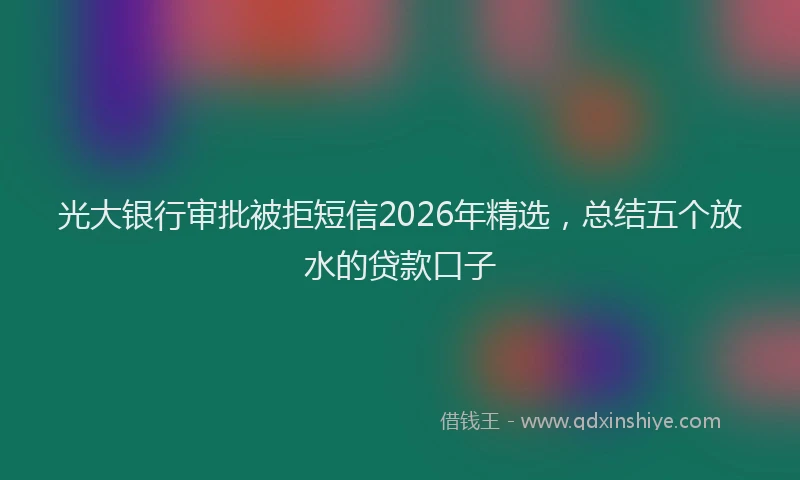 光大银行审批被拒短信2026年精选，总结五个放水的贷款口子