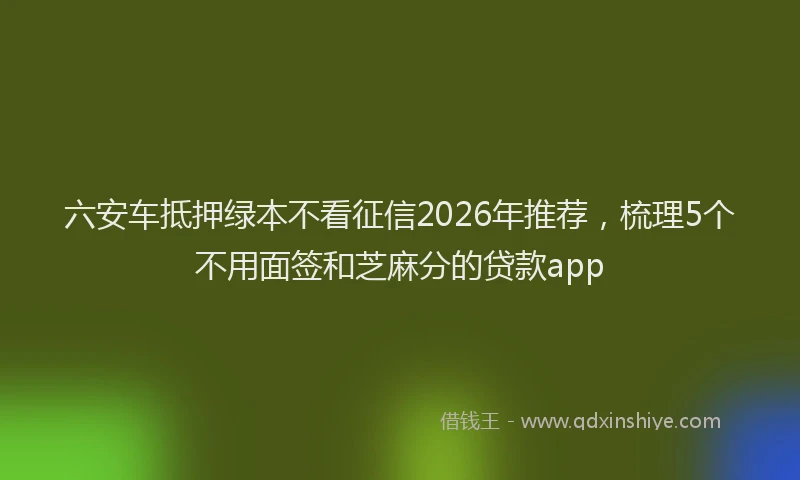六安车抵押绿本不看征信2026年推荐,梳理5个不用面签和芝麻分的贷款app