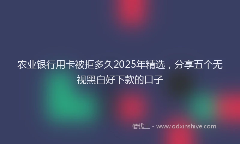 农业银行用卡被拒多久2025年精选，分享五个无视黑白好下款的口子