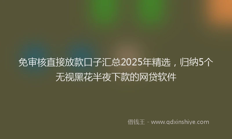 免审核直接放款口子汇总2025年精选，归纳5个无视黑花半夜下款的网贷软件