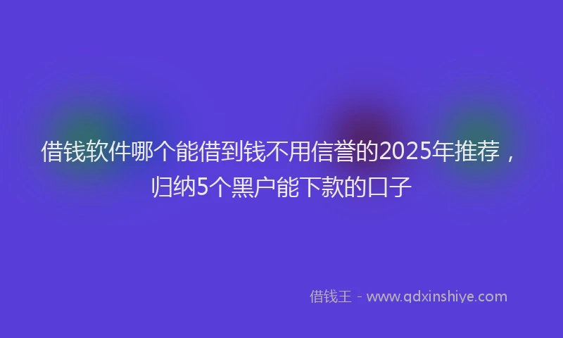 借钱软件哪个能借到钱不用信誉的2025年推荐，归纳5个黑户能下款的口子