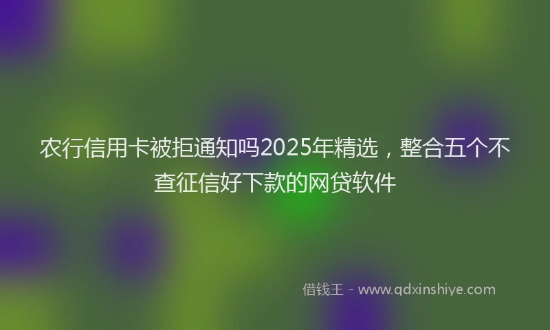 农行信用卡被拒通知吗2025年精选，整合五个不查征信好下款的网贷软件