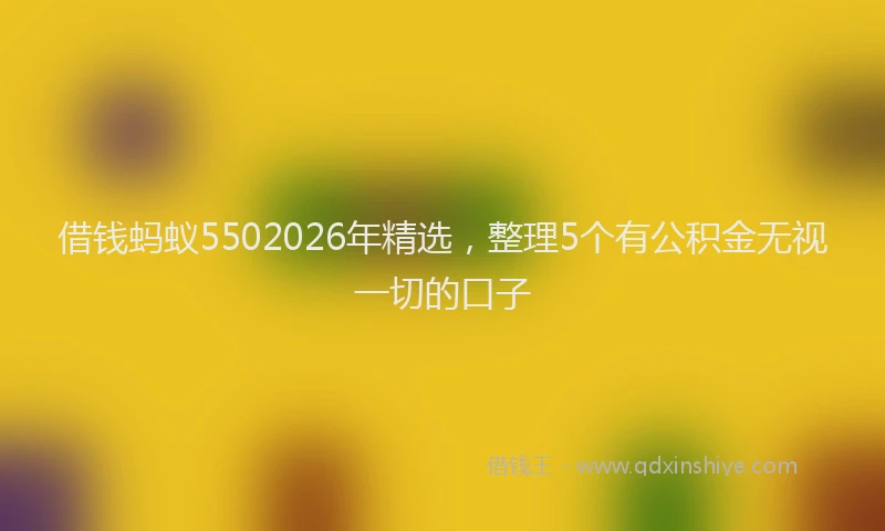 借钱蚂蚁5502026年精选，整理5个有公积金无视一切的口子