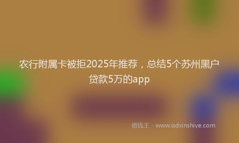 农行附属卡被拒2025年推荐，总结5个苏州黑户贷款5万的app
