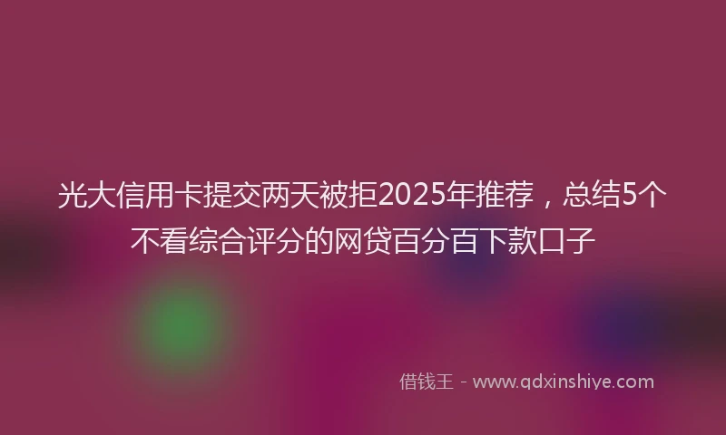 光大信用卡提交两天被拒2025年推荐，总结5个不看综合评分的网贷百分百下款口子