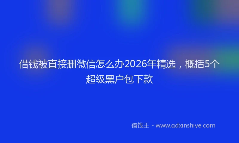 借钱被直接删微信怎么办2026年精选，概括5个超级黑户包下款