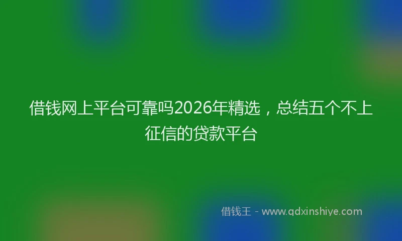 借钱网上平台可靠吗2026年精选，总结五个不上征信的贷款平台