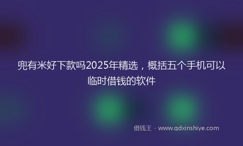 兜有米好下款吗2025年精选，概括五个手机可以临时借钱的软件