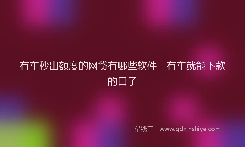 有车秒出额度的网贷有哪些软件 - 有车就能下款的口子