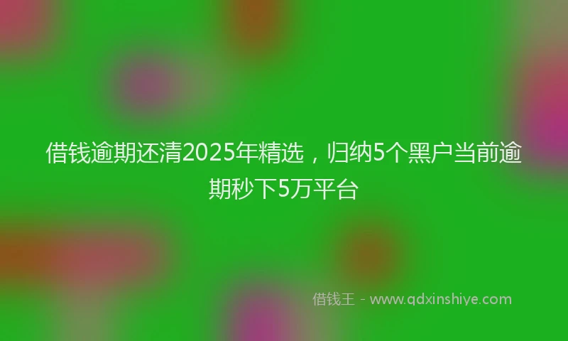 借钱逾期还清2025年精选，归纳5个黑户当前逾期秒下5万平台
