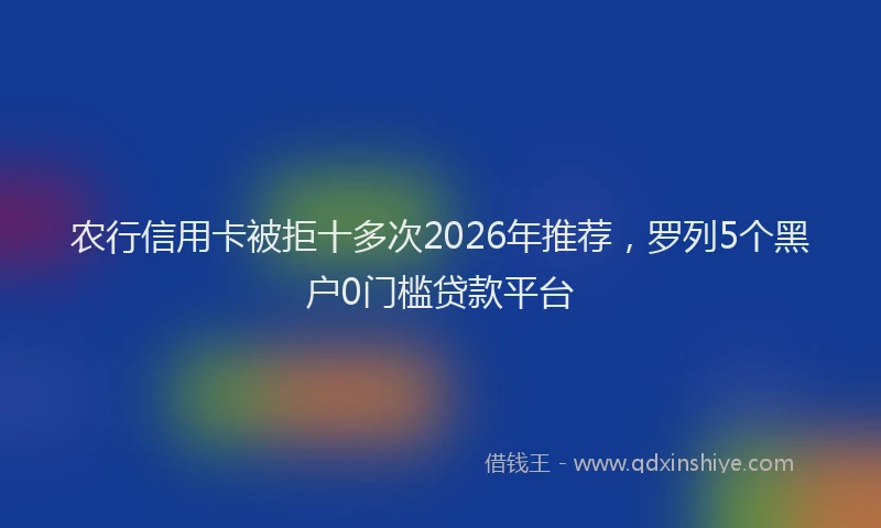 农行信用卡被拒十多次2026年推荐，罗列5个黑户0门槛贷款平台