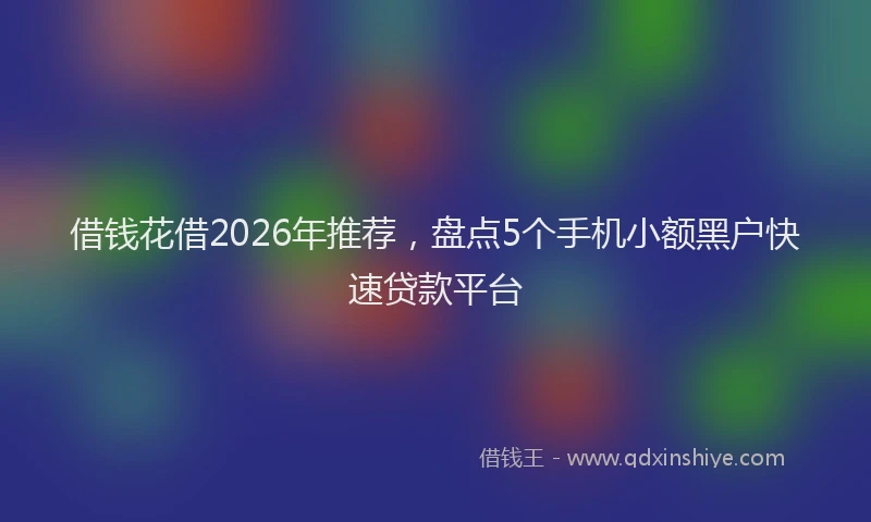 借钱花借2026年推荐，盘点5个手机小额黑户快速贷款平台