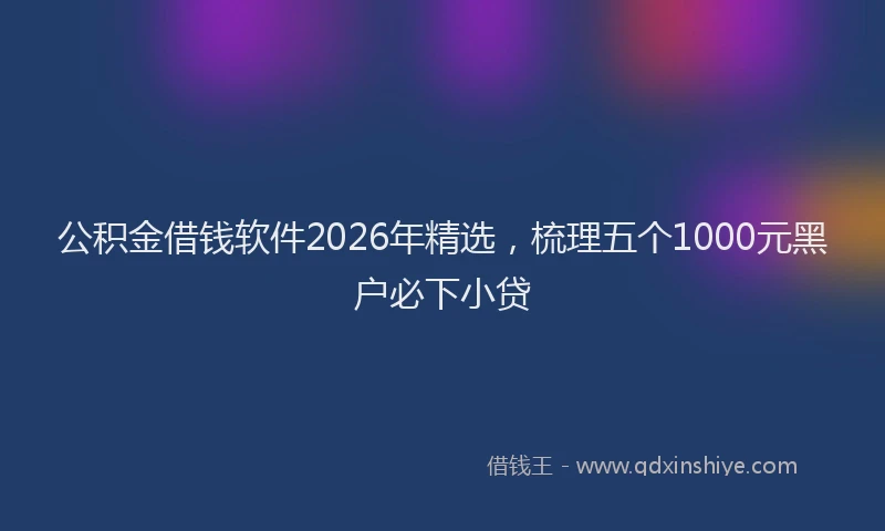 公积金借钱软件2026年精选，梳理五个1000元黑户必下小贷