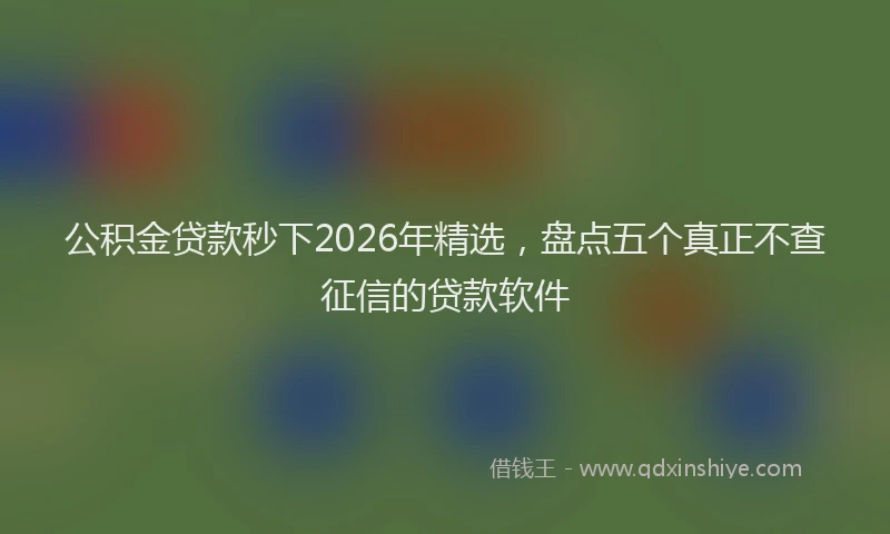 公积金贷款秒下2026年精选，盘点五个真正不查征信的贷款软件