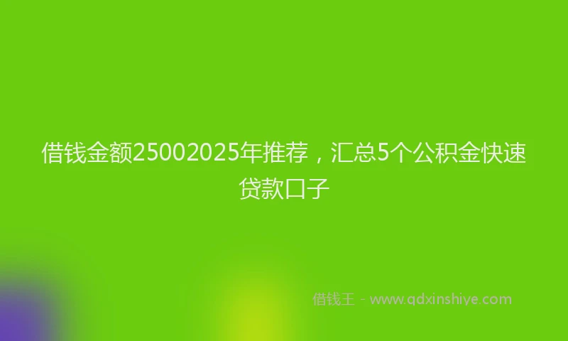 借钱金额25002025年推荐，汇总5个公积金快速贷款口子