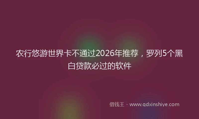 农行悠游世界卡不通过2026年推荐，罗列5个黑白贷款必过的软件