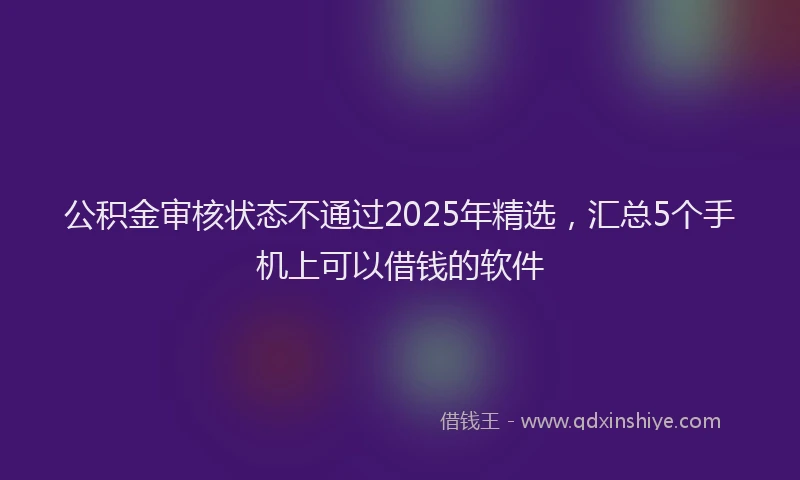 公积金审核状态不通过2025年精选，汇总5个手机上可以借钱的软件