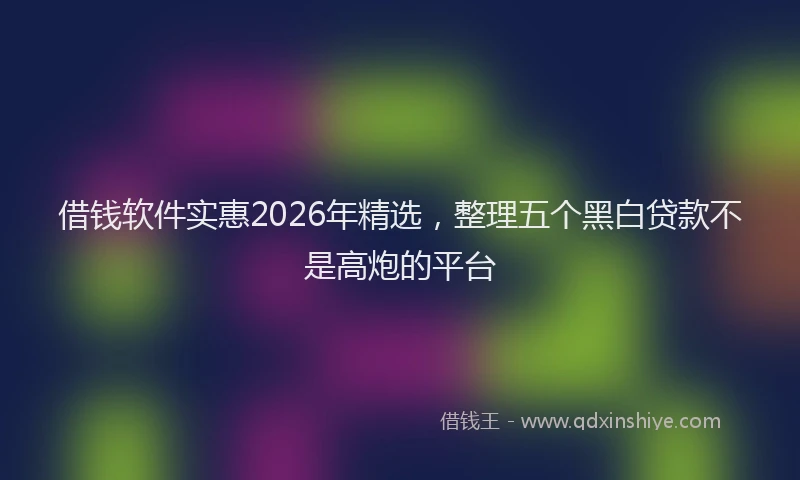 借钱软件实惠2026年精选，整理五个黑白贷款不是高炮的平台