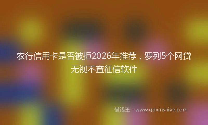 农行信用卡是否被拒2026年推荐，罗列5个网贷无视不查征信软件