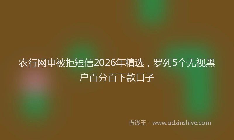 农行网申被拒短信2026年精选，罗列5个无视黑户百分百下款口子