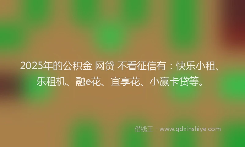2025年的公积金 网贷 不看征信有：快乐小租、乐租机、融e花、宜享花、小赢卡贷等。