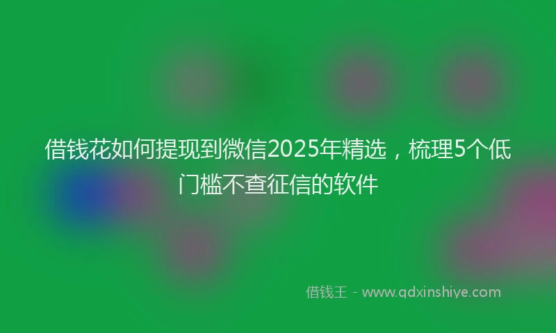 借钱花如何提现到微信2025年精选，梳理5个低门槛不查征信的软件