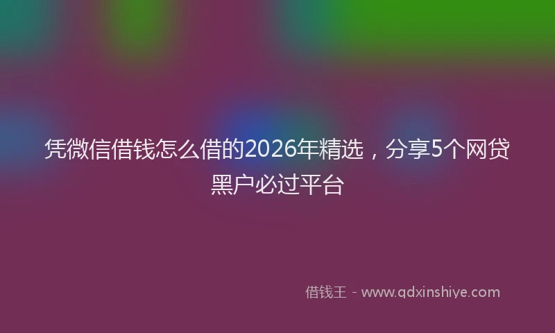 凭微信借钱怎么借的2026年精选，分享5个网贷黑户必过平台