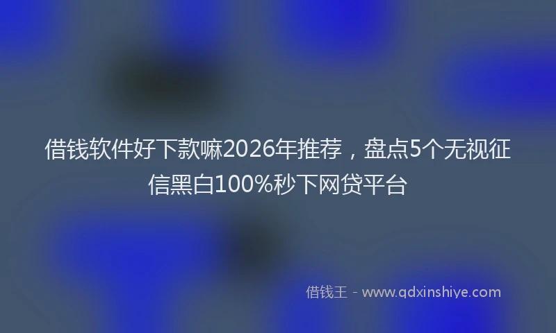 借钱软件好下款嘛2026年推荐，盘点5个无视征信黑白100%秒下网贷平台