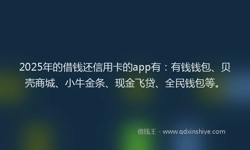 2025年的借钱还信用卡的app有：有钱钱包、贝壳商城、小牛金条、现金飞贷、全民钱包等。