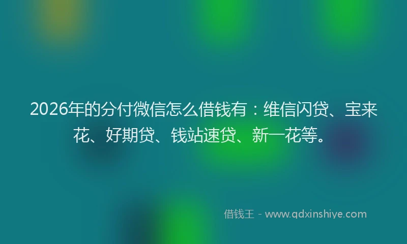 2026年的分付微信怎么借钱有：维信闪贷、宝来花、好期贷、钱站速贷、新一花等。